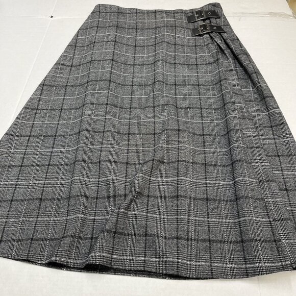 Rita Ora x Primark Skirt Womens 14 Gray Plaid Wrap Maxi Buckle Detail Grunge Y2K - Picture 3 of 6